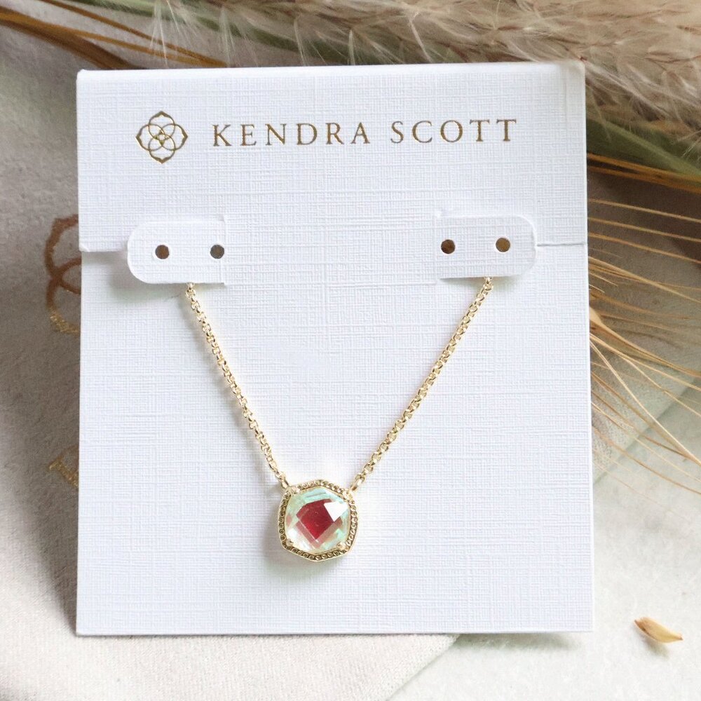 NEW Kendra Scott Davie Necklace Gold Dichroic Glass